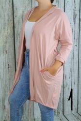 Divatos lezser zsebes-kapucnis pamut kardigán-olasz