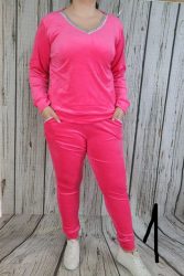 Színes görögmintás-köves dísíztésű  pihe-puha plüss anyagú szabadidőeggyüttes M/L és XL/XXL