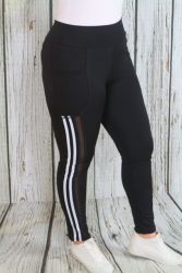 Oldalt csíkos,neccbetétes sportos leggings M/L és XL/XXL