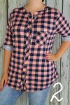   Elöl végig gombos csinos hosszított kockás felső  -- XL, 2XL