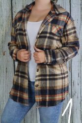 Meleg anyagú hosszított kockás felső,kabátka M/L és XL/XXL