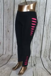 Fekete leggings-színes "szaggatott" hatású mintával M/L és XL/XXL