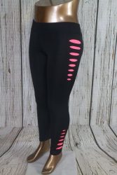 Fekete leggings-színes "szaggatott" hatású mintával M/L és XL/XXL