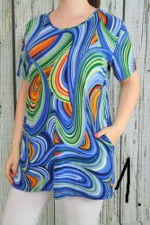 Színes mintás moletti zsebes tunika XL, 2XL, 3XL,4XL,5XL,6XL