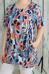 Színes mintás zsebes tunika XL, 2XL, 3XL,4XL,5XL,6XL