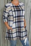 Csinos kockás zsebes tunika M, L, XL, 2XL, 3XL,4XL