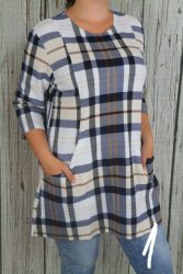 Csinos kockás zsebes tunika M, L, XL, 2XL, 3XL,4XL