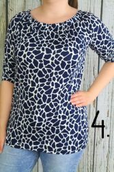 Csinos mintás felső nyaknál gumis L, XL, 2XL  - 5 mintával