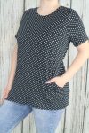   Pöttyös zsebes tunika XL, 2XL, 3XL,4XL,5XL,6XL -fekete  alapon