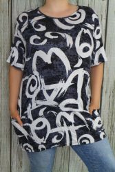 Rugalmas anyagú mintás zsebes tunika L/XL,   2XL/3XL,   4XL/5XL,   6XL/7XL