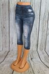   Farmerhatású térd leggings - oldalt gyöngyös  S/L és XL/XXL- fekete-világoskék,sötétkék