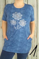 "Farmerhatású" virágos zsebes tunika M, L, XL, 2XL, 3XL, 4XL
