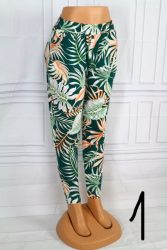 Színes levélmintás zsebes rugalmas anyagú nadrág M/L, XL/XXL, 3XL/4XL, 5XL/6XL