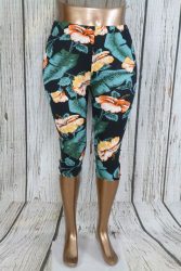 Színes levélmintás térd leggings S/L, XL/XXL, 3XL/4XL, 5XL/6XL