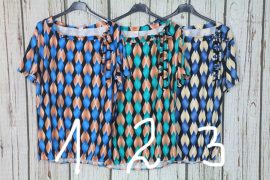 Csinos mintás lezser felső,nyakánál megkötős díszítéssel M, L, XL, 2XL