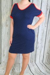 Pöttyös vállvillantós zsebes ruha XL/XXL és 2XL/3XL