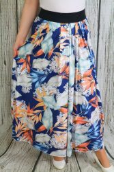 Színes levélmintás maxi szoknya S, M, L