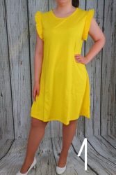 Vállán fodros színes lenge pamut ruha S, M, L, XL