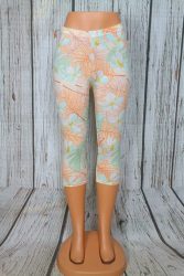 Színes levélmintás térd leggings S/L, XL/XXL, 3XL/4XL, 5XL/6XL