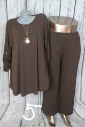 Nagyon csinos A-vonalú felső + bőszárú nadrág + nyaklánc  - 7 színben 