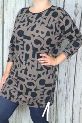 Melegebb anyagú írásos mintás ruha  L/XL , 2XL/3XL és 4XL/5XL