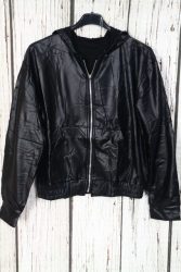 Nagyon szuper bőrhatású cipzáros-kapucnis  felső,kabátka belseje bolyhos M/L , XL/XXL