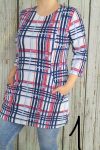 Csinos kockás zsebes tunika M, L, 2XL, 3XL,4XL