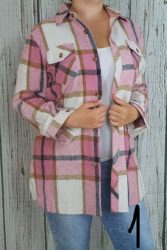 Meleg anyagú hosszított  kockás-gombos felső M, L, XL