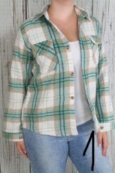 Meleg anyagú kockás-gombos felső XL, 2XL, 3XL