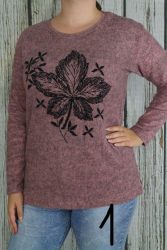 Puha-meleg anyagú levélmintás  felső - 6 színben