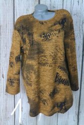 Meleg anyagú  feliratos-mintás tunika  4XL, 5XL, 6XL