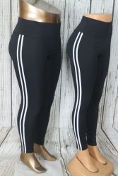 Oldalt csíkos fekete leggings  S/M , L/XL,  3xL/4XL és 5XL/6XL 