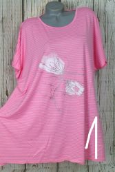 Csíkos-  virágos moletti felső,tunika ( mellb 134 cm) - 4 szín