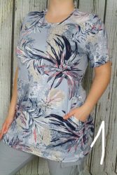 Színes levélmintás zsebes tunika  L, XL, 2XL, 3XL, 4XL,5XL 