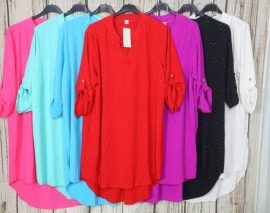 Színes lezser tunika, gyöngyös díszítéssel  L/XL , 2XL/3XL ,4XL/5XL