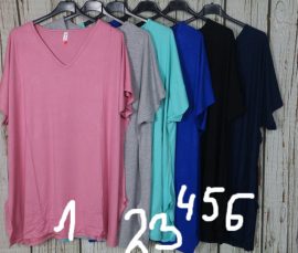 Egyszínű V- kivágású moletti felső,tunika (melllb 138 cm) 6 szín