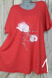 Csíkos- virágos moletti felső,tunika ( mellb 134 cm) 