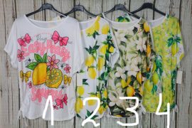 Gyümölcsös mintás lenge felső -oldalt összehúzható