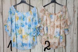 Nagyon csinos virágos vállrahúzhatós ,fodros felső 