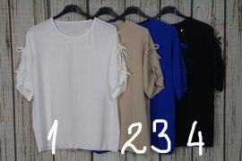 Egyszínű lenge felső,ujja masnis és nyitott díszítésű 