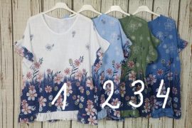 Virágos fodros lenge pamut felső 