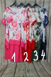 Színes virágos lenge felső + nadrág - szett