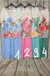 Színes virágos  felső + nadrág - szett