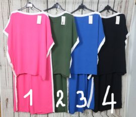 Színes lenge oldalt csíkos  felső + zsebes nadrág - szett