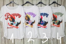 Színes mintás lenge felső -oldalt összehúzható