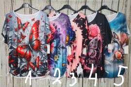 Színes mintás lenge felső -oldalt összehúzható